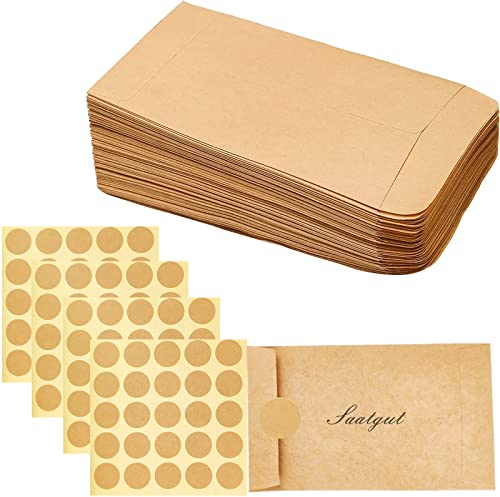 qingmeng Samentütchen, 100 Stück Papiertüten Klein Braun, 6x10cm Saatgut Aufbewahrung, Mini Kraftpapier Tüten zum Befüllen Verpackungstüten Umschläge Geschenktüten Bonbons Süßigkeiten Adventskalender