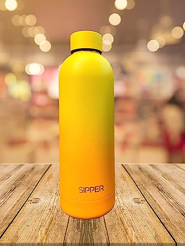 SIPPER – Botella de Agua de 500ML, Acero Inoxidable, Botellas Térmicas que mantienen la bebida 12H Caliente/24 Frío, Sin BPA a Prueba de Fugas, Para Gimnasio, Oficina, Viaje (Naranja degradado)
