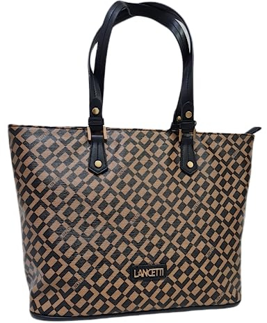 Before by Luigi Benetton Borsa Donna Shopping Rettangolare LANCETTI Linea Personalizzata a Spalla con Due Manici Lunghi ART: LL22W-109-1 LINEA ROSANNA Dimensioni 40 X 28 X 16 (TERRA)