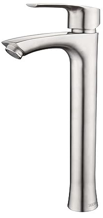 Bathroom Vessel Sink Faucet Brushed Nickel Single Handle Lavatory Vanity Mixer Bar Tap Tall Spout Single Hole Bathroom Washbasin Faucet