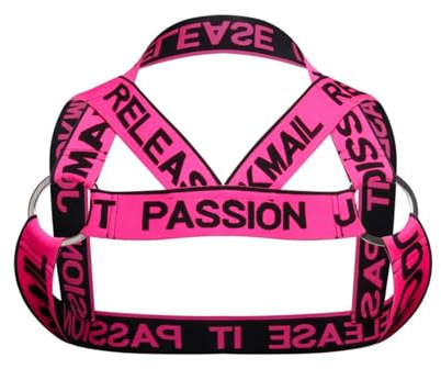 JOCKMAIL Men's Fitness Harness Shoulder Strap Chest Muscle Neck Waist Belt Club Party Hollow Out Body Chest Athletic Harness (One Size, 910Rose)