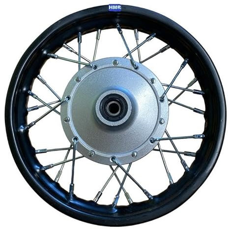 HMParts Llanta de acero de 10 pulgadas, freno de tambor delantero negro, adecuado para casi todos los modelos con eje de 12 mm Dirt Bike, Pit Bike, XMOTOS, Motocross