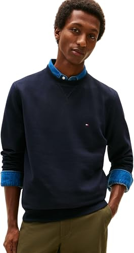 Tommy Hilfiger herr väsentlig fleece crewneck MW0MW37232, pullover tröja, blå, S, Blå (ökenhimmel), S
