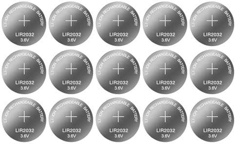 Gissroys Förpackning med 5/10/15/20/25/30 st uppladdningsbara knappcellsbatterier 3,6 V 40 mAh LIR2032 LIR 2032 myntceller för fjärrenheter 3,6 V 40 mAh LIR2032 LIR 2032 litium uppladdningsbar
