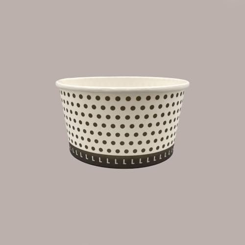 Lucgel Coppetta in Carta Bianca Grafica Pois Ideale per Gelato Grande 170cc Taglia L - 224 pezzi -