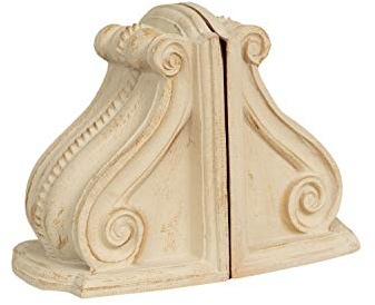 Biscottini Buchstützen für Regale, weiß, L 23,5 x T 12,5 x H 18,5 cm – Buchstützen für Regale – Buchstützen aus Holz – Buchstütze für Bücherregal mit Gold-Finish