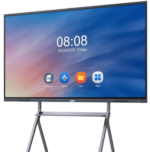 JAV Interaktives Whiteboard 65 Zoll Smart Board, 4K UHD Touchscreen mit Dual System und 13MP Kamera, All-in-One Digitale Elektronische Whiteboard für Büro, Klassenzimmer und Heim (mit Wandhalterung)