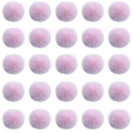 Unpafcxddyig 25 Pieces Pom Pom Balls Soft with Elastic Loop Artificial fur Pompoms for DIY Scarves Gloves Knitting Hats Bags,light pink