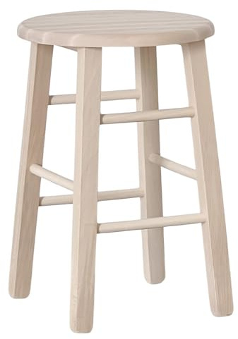 OKAFFAREFATTO MADDALONI Sgabello bar legno con seduta rotonda h 47 cm grezzo da verniciare gamba dritti