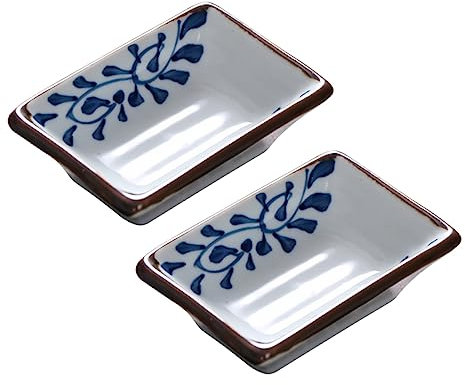 Hoement 2pcs Ceramic Dipping Sauce Cups Japanese Style Small Sauce Bowls for Seasoning Dish Kitchen Supplies