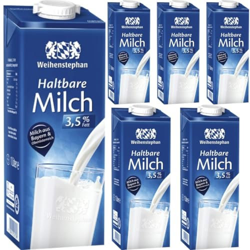 Pufai Weihenstephan Haltbare Milch 3,5% Fett Milch 1000 ml x 6 STÜCK mit Pufai