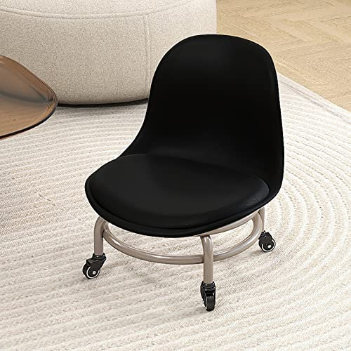 HHOZsafety N/A Niedriger Rollhocker mit Rückenlehne, PU-Leder-Rollsitz und robusten generischen Rädern für Männer und Frauen, Möbel, Geschenk, Home-Office, B (O)