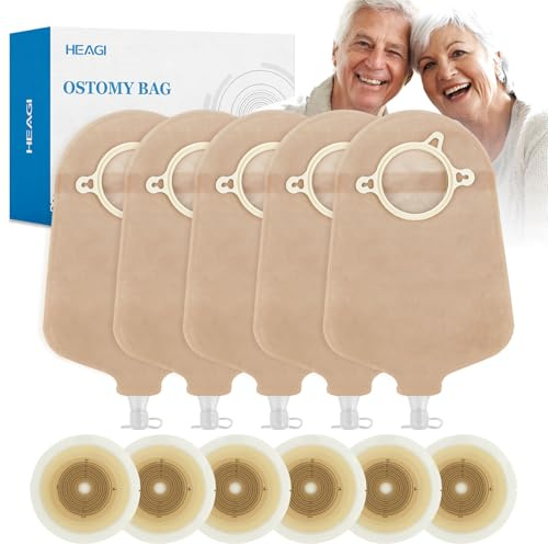 Heagimed Urostomy Bag, 30PCS 2 Piece Drainable Stoma Bag, Cut-to-Fit 45mm | Kit: 20 Bags+10 Barriers, Anti-Backflow Valve, Medical Hydrocolloid, Night Drain Ready, Cut-to-Fit 45mm
