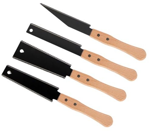 Hand Saw 4 Pack Japanese Saws for Woodworking Tools Japanese Pull Saw Fine Tooth Wood Working Carpenters Tools Sharp Flat Double Edged Small Wood Saws