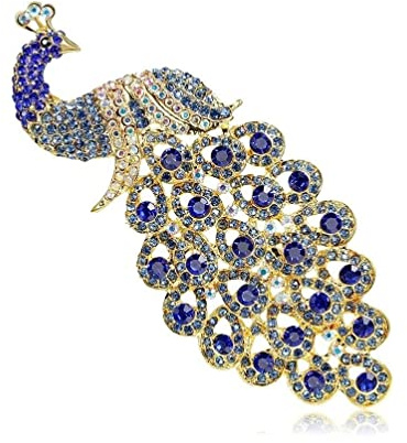 Jewelry Brosche, große Blaue Strass-Pfau-Brosche für Damen/Frauen, edle Klassische Tierbroschen, Dekoration für Kleidung Jewelry