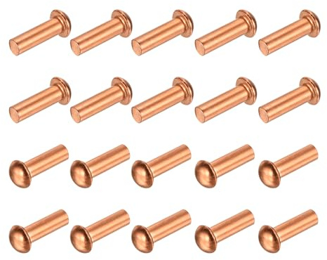 QUARKZMAN 30 Pcs Rivets Solides En Cuivre, 5/16 x 63/64 Tête Ronde Rivets Métalliques Attaches Métalliques Pour Applications Électriques Finition Cuivrée, Ton Cuivré