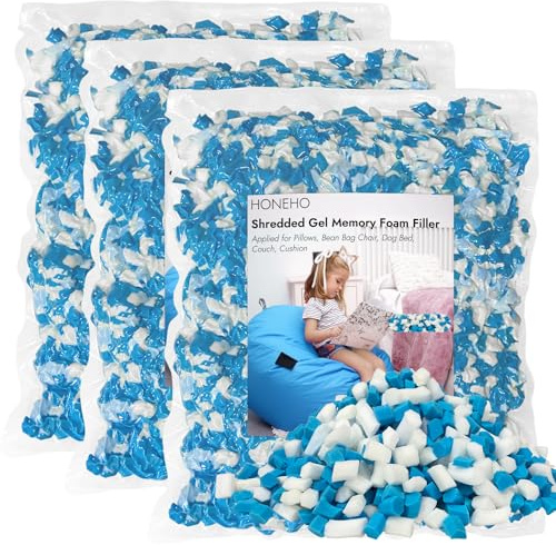 HONEHO 6.6KG Memory-Schaumstoff füllung für sitzsack | Hinzufügen von Gelpartikeln gemütlich und weich, ideal für das Füllen von sitzsack Kinder, Kissen, Hundebett, Sofa-Kissen