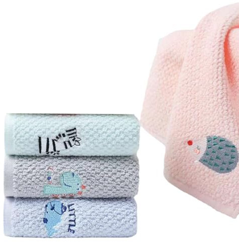 Satiskid 4 Stücke Kinder Handtücher Weiche Saugfähiger 4 Farben Kinderhandtuch aus Baumwolle 50x25cm Kinder Handtuch Badetücher Gesichtstücher Waschlappen Baby Badetuch für Babys Kleinkinder
