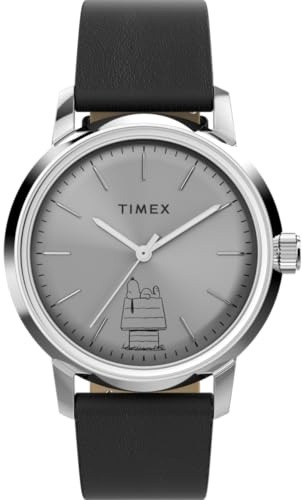 Timex Analog automatiskt armbandsur för män, Peanuts Marlin, svart, Rem