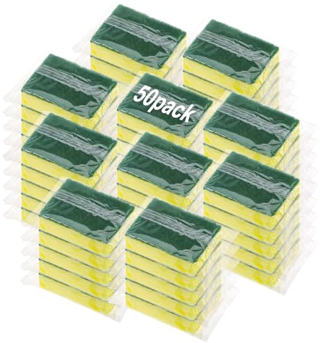 Ovveroche 50 esponjas envueltas individualmente, esponjas antiarañazos para limpieza del hogar, platos, cocina, apartamento, coche, bicicleta
