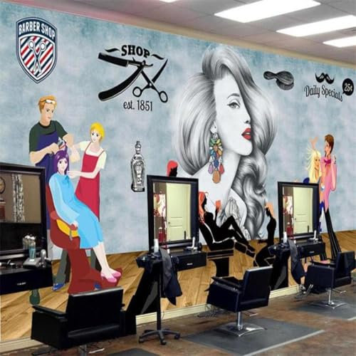 XLMING Friseur Friseur Kreative Modellierung Cubic Retro 3D Tapete Büro Esszimmer Sofa Schlafzimmer Wohnzimmer TV Dekorative Wand-350cm×256cm