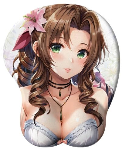 Tapis de Souris,Tapis de Souris de Jeu 3D Anime Waifu Manga Esthétique Fille avec Repose-Poignet en Gel, Tapis de Souris Ergonomique avec Base antidérapante en PU