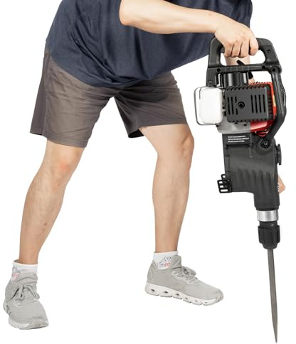 CuCummoo Abbruchhammer 33CC 2-Takt Benzin Schlaghammer Stemmhammer Meißelhammer Multifunktions 1.5N.M Betonbrecher mit 3 Bohrer für Elektriker Und Tischler