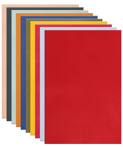 sourcing map Leather Scraps, 12 x 8 Inch Leather Pieces Artificial Cow Leathers for Crafts, Bags, Jewelry Making, Craft Supplies, DIY Projects (Pack of 10, Colorful Tone)