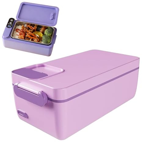 IXPIUZB Contenitore per il pranzo riscaldato, ricaricabile tramite USB, elettrico, senza fili, ricaricabile, autoriscaldante, 1 l, con timer e tempo di riscaldamento regolabile, con borsa termica
