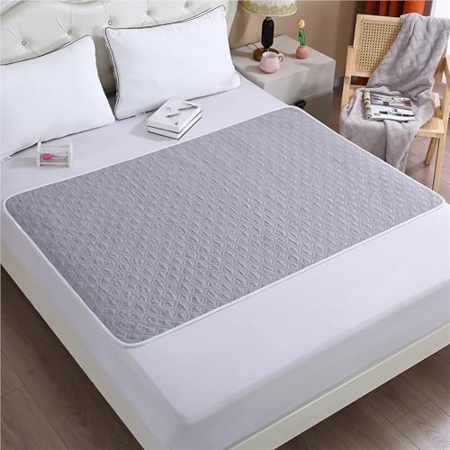 Traversa Impermeabile Matrimoniale Lavabile e Assorbente, Traverse Letto Morbide Traspirante Riutilizzabili per Adulti Singolo Poltrone Divano, Grigio, 80 x 120 cm