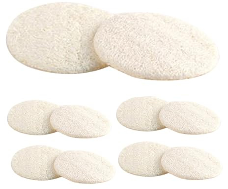 Anneome 10 Stück Natürliche Luffa Gesichtspeeling Schwammpads für Empfindliche Haut Sanfte Reinigung und Multifunktionale Anwendung bei Reisen und Gesichtsbädern