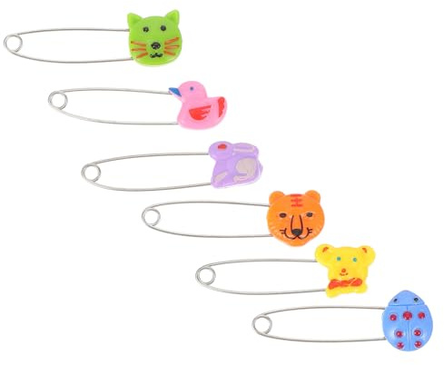 HEMOTON 30 Stück Sicherheitsnadeln mit Tierkopf Motiv Windelnadeln aus Edelstahl für Säuglinge Kindersichere Stoffwindel Verschlüsse für Neugeborene