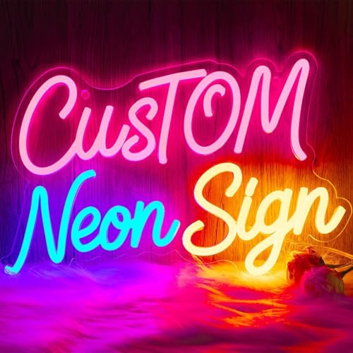 YARUVEX Custom Neon SIgn, Personalised LED Neon Light Sign for Wall Decor, Customisable Neon Name Sign, Dimmable Custom Light up Sign for Wedding Birthday Party Business Bar Bedroom
