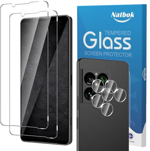 Natbok Skyddsfilm för Sony Xperia 1 VIII 5G för pansarglas, 2 skyddsglas med 2 kameraskydd, ultra-klar skyddsfolie 9H hårdhet, ultrabeständig, anti-repor, antibubblor, skärmskydd för Xperia 1 VIII