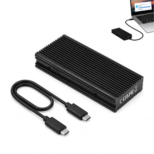 Ticfox Bärbart hårddiskhölje, M.2 NVMe SSD-hölje aluminium | 20 Gbps M.2 NVMe SSD-Enclosure med USB-C-port, UASP-stöd, verktygsfri montering