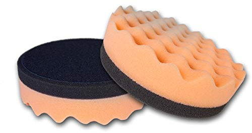 Brestol Polierscheibe fest & gewaffelt 2er Set 150 mm - Klett-Polierscheibe Klettpolierscheibe Polierhaube Polierpad Polierteller Polierschwamm