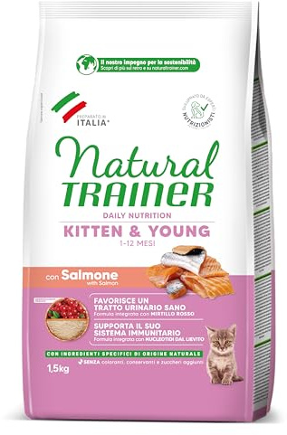 Trainer Kitten Cibo per Gattino, 1 a 12 Mesi, con Salmone, 1.5 kg, packaging may vary