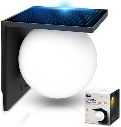 Solarly - Applique murale exterieure solaire - LED 1000 lumens à detecteur de mouvement PIR - Lumiere sans fil étanche IP54 - Design moderne pr terrasse, facade