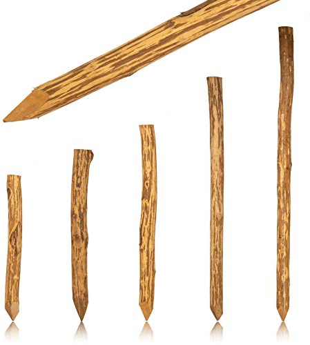 Valla de avellana impregnada postes de madera redondos puntiagudos en diámetro 6–10 cm postes para plantas o para valla de estacas de castaño y valla de campesinos 105 cm Marrón