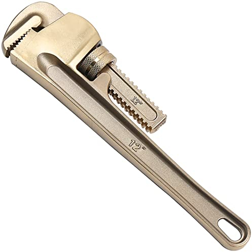 WEDO Rohrzange,200mm(8) Nicht Funkelnder Einhandrohrzange Maulöffnung bis 25mm,Verstellbarer Schraubenschlüssel Aluminum Bronze gerade Einhandrohrzange mit Skala nicht-magnetisch