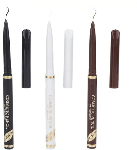 Beard Filler Pen, 3 Pieces Beard Contour Pencils, Enhance and Color Facial Hair (White, Black, Brown)