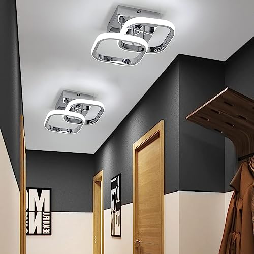 EIDISUNY Light Fittings Ceilings Square Concise Nordic Chrome Ceiling Light for Kitchen Bedroom Study Room Corridor Ceiling Lights Cool White Light 22W