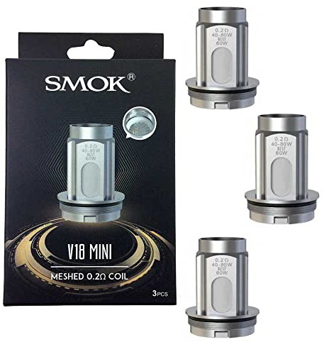 Original SMOK TFV18 Mini Meshed 0.2ohm Coil (40-80W) E-Cigarette Vape Coil for Fortis Kit/TFV18 Mini Tank/R-KISS 2 Kit (3Pcs) No Nicotine