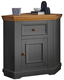 Eckanrichte in Kiefer massiv grau Eckkommode Kommode (BxHxT 104x94x42 cm)