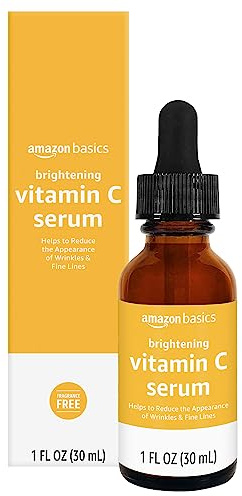 Amazon Basics Brightening Anti Aging Vitamin C Serum with Hyaluronic Acid, Hydrates Skin, 1 Fluid Ounce, 1-Pack