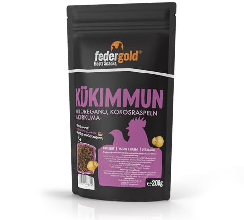 federgold Kükimmun 200g Kräutermischung für Küken | Mit Oregano, Leinsamen & Blaumohn für natürliche Fütterung