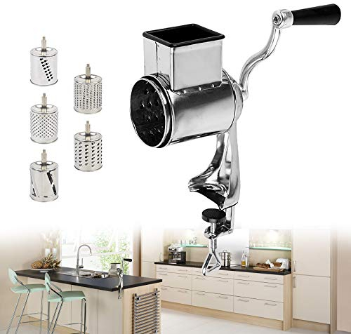 Rallador manual de patatas, máquina de cocina, cortador de verduras, tambor, rallador de ensalada, rallador giratorio, rallador de queso, rallador de nueces, cortador de tambor, 5 tambores, manual de
