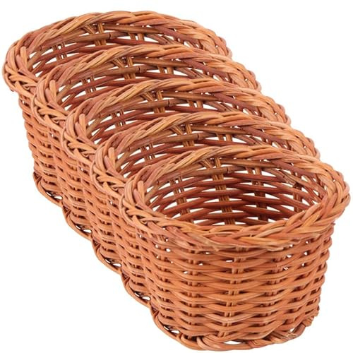 TOYANDONA Mini House Braided Basket Set 5 Pcs Doll House Accessories Small Wicker Baskets for Miniature Furniture Decor Dollhouse Supplies Diy Crafts Basket Model