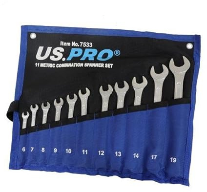 US PRO Tools 11PC Metric Combination Spanner Wrench Set 6-14, 17, 19MM 7533