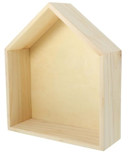 IMIKEYA 1 Stück Holzhaus Deko, Wandregal Wichtelhaus Rustikal Regal Wand Holz in Hausform Kinderzimmer Holzhaus zum Basteln schwebend Holzrahmen Zuhause Schlafzimmer